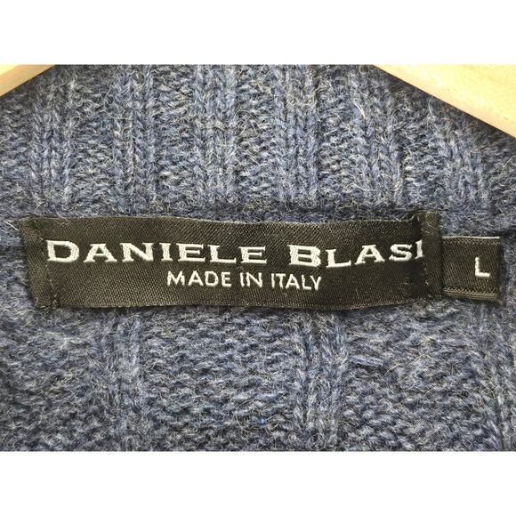 DANIELE BLASI MEN'S BLUE 1/4 ZIP SWEATER LUXURIOUS WOOL BLEND SIZE LARGE ITALY - Picture 6 of 10